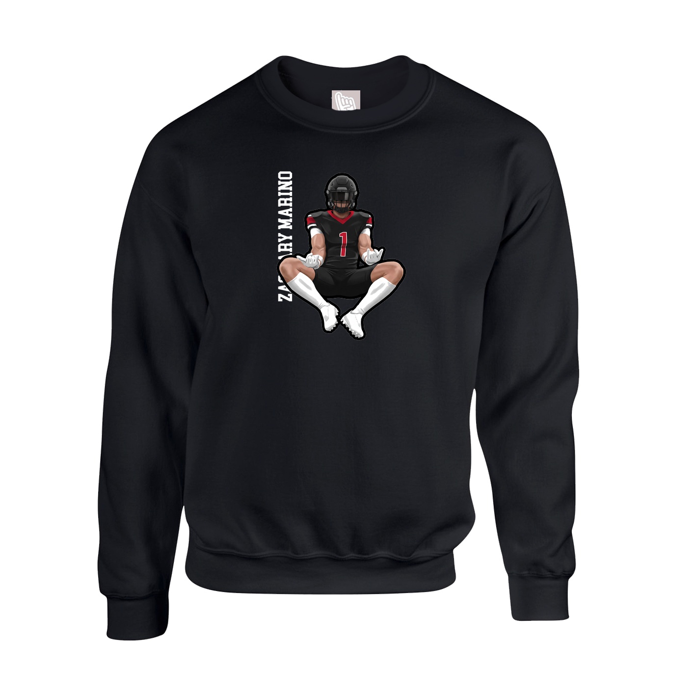 Fleece Crew — Name Vertical in Black
