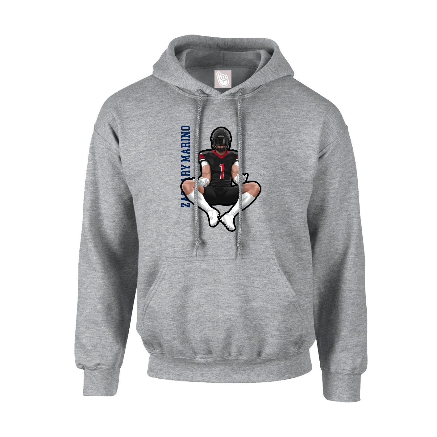 Youth Hoodie — Name Vertical in Grey