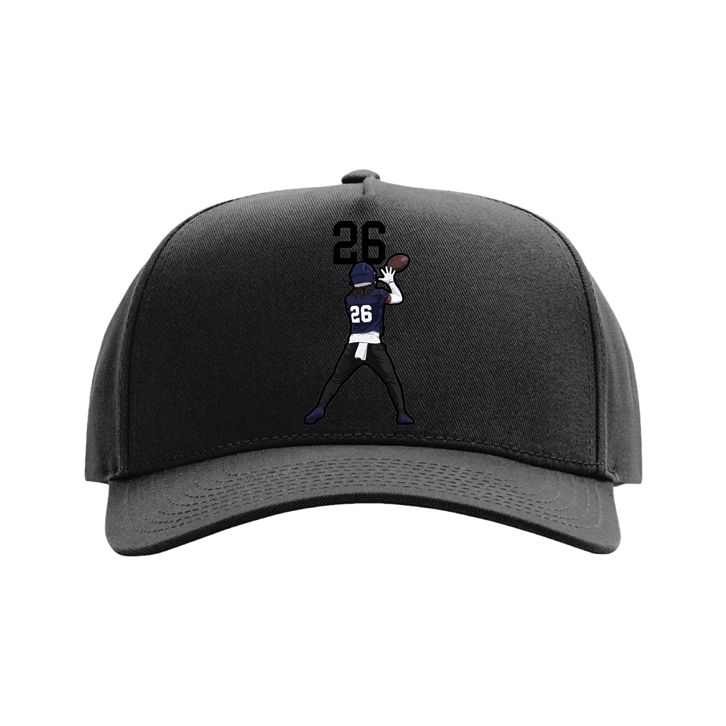 Full Fabric Five-Panel Champ Cap — Number Top in Black