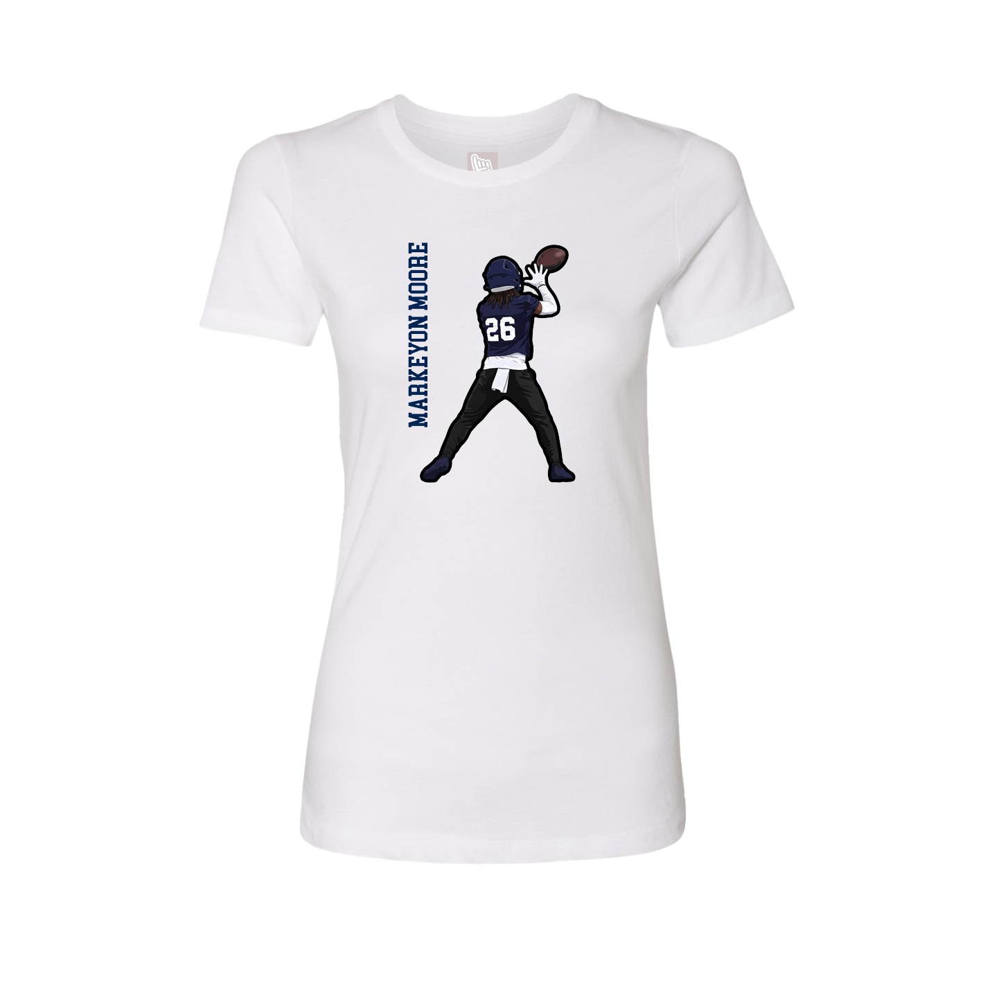 Fitted Women's Tee — Name Vertical in White