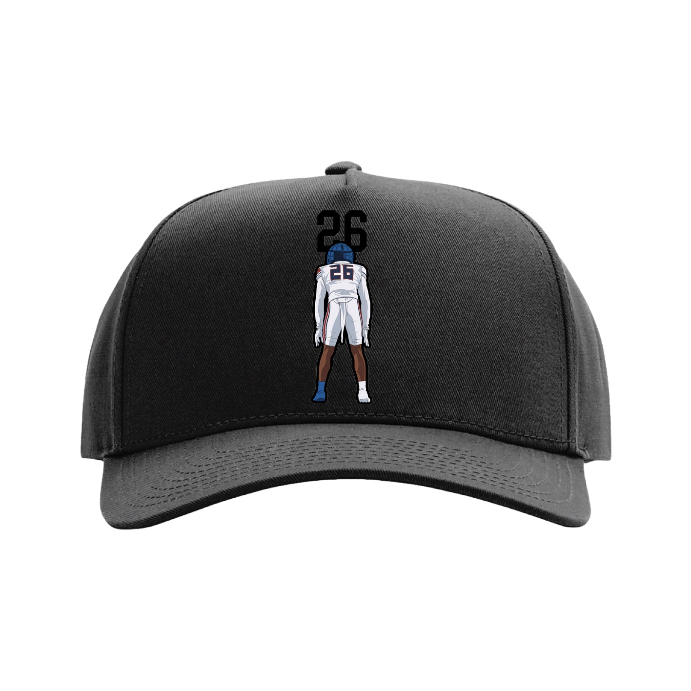 Full Fabric Five-Panel Champ Cap — Number Top in Black