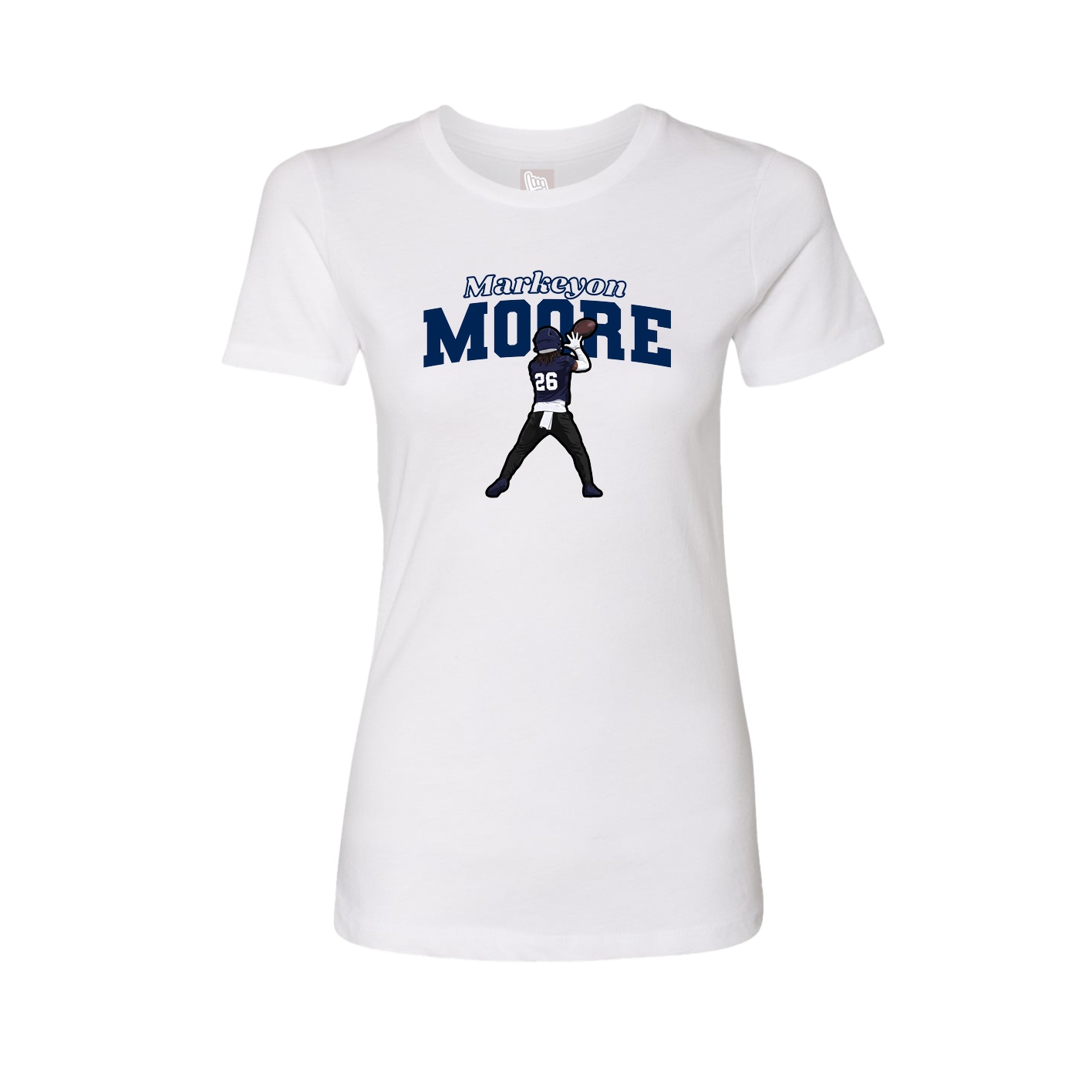 Fitted Women's Tee — Name Arch in White
