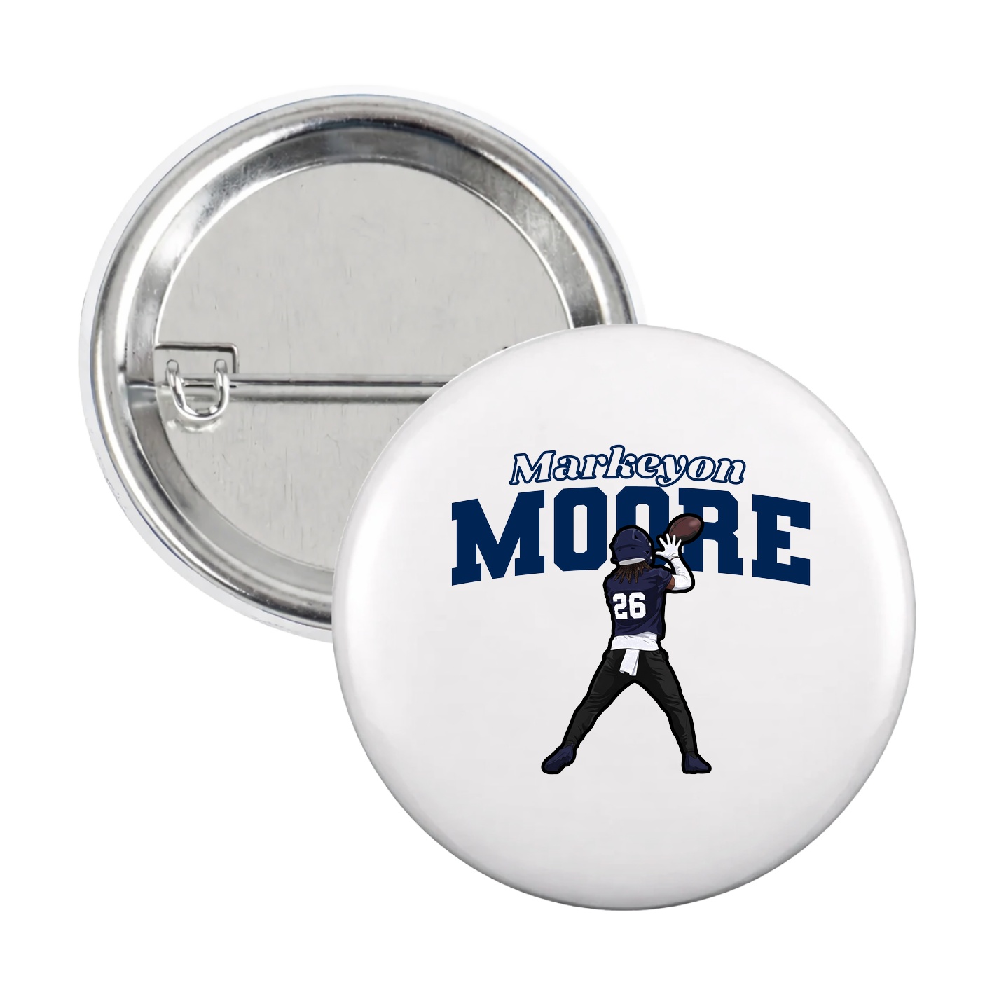 Game Day Button — Name Arch in White