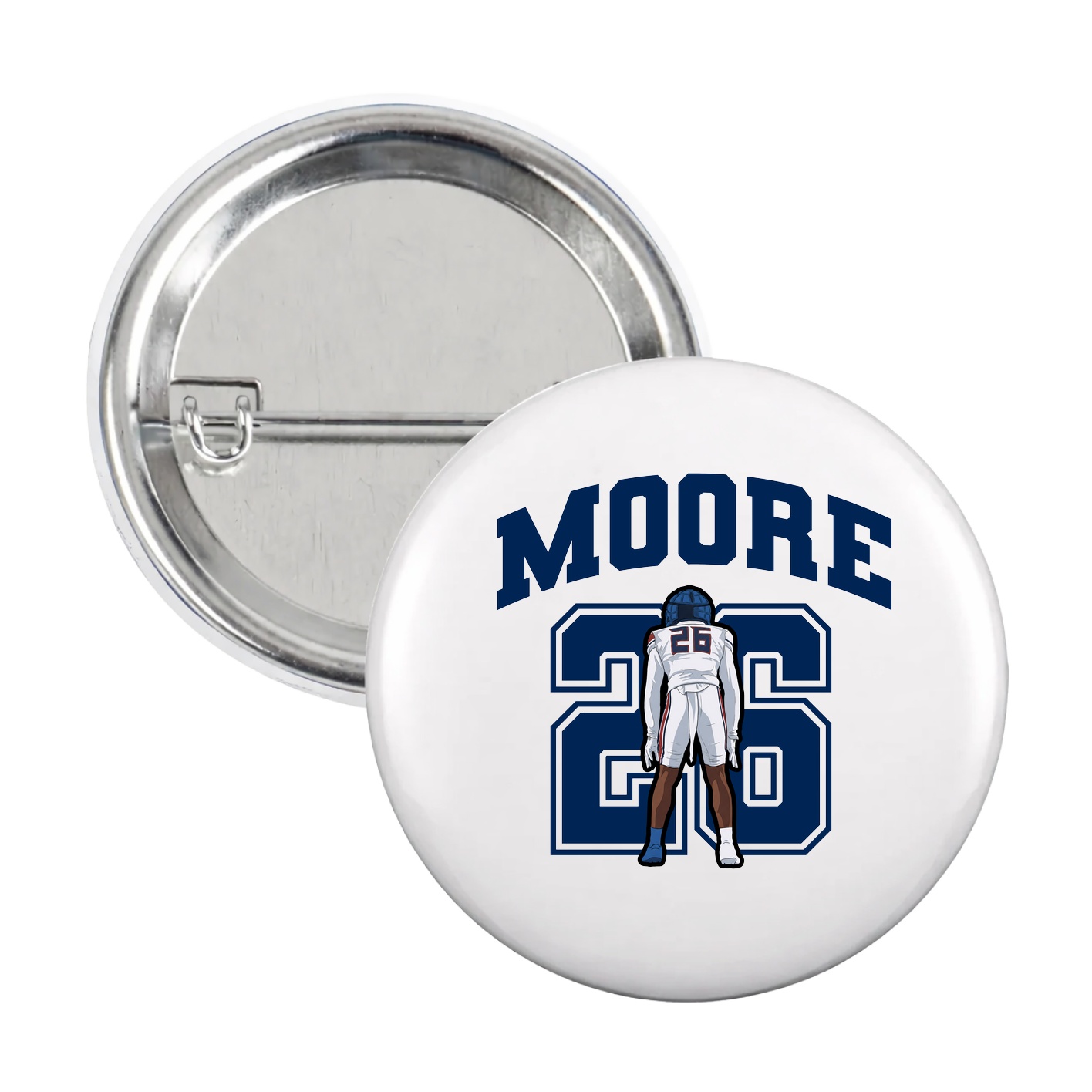 Game Day Button — Number in White