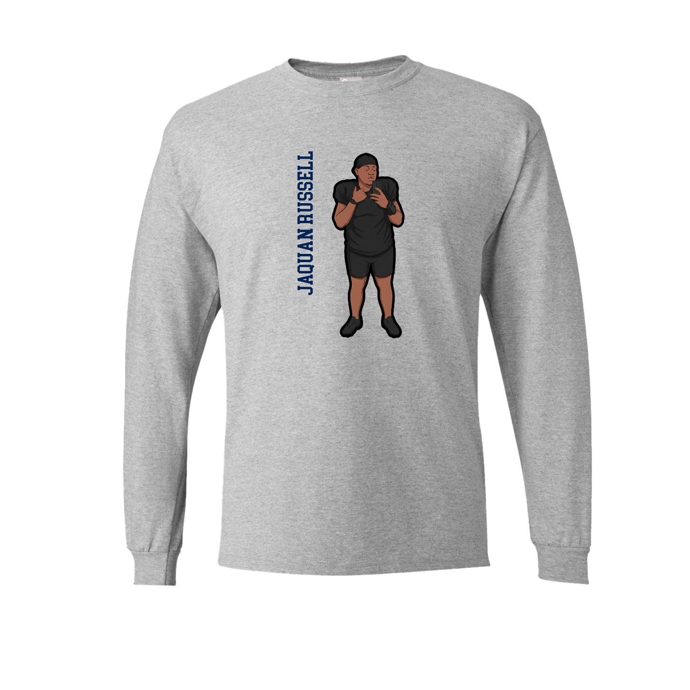 Long Sleeve Tee — Name Vertical in Grey