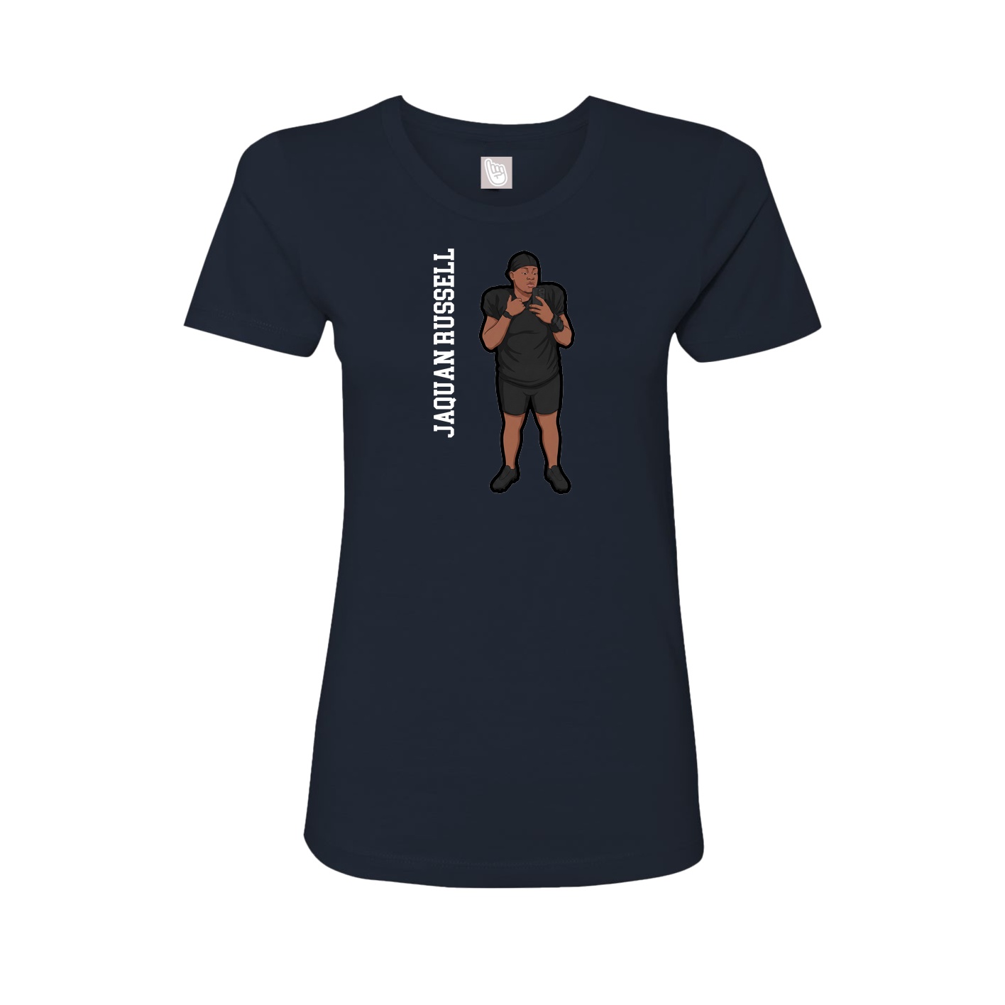 Fitted Women's Tee — Name Vertical in Navy