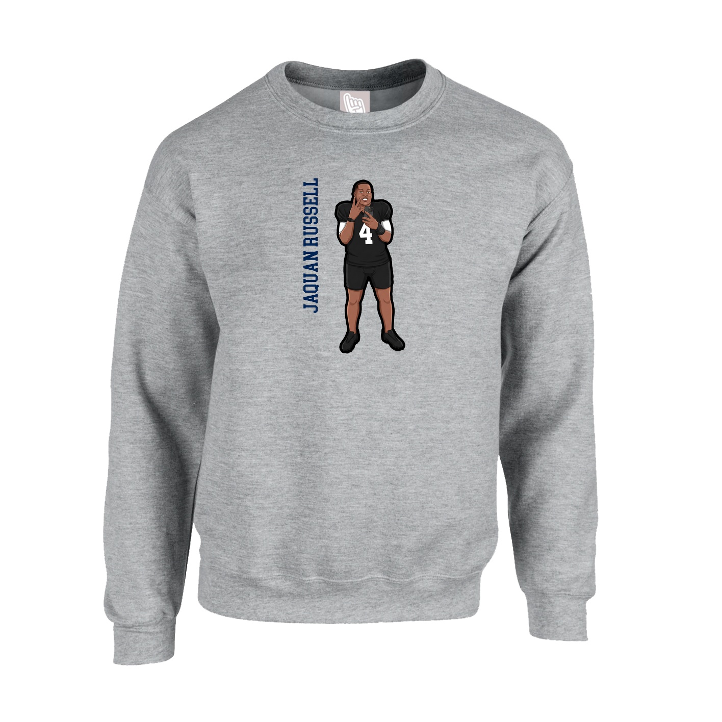 Fleece Crew — Name Vertical in Grey