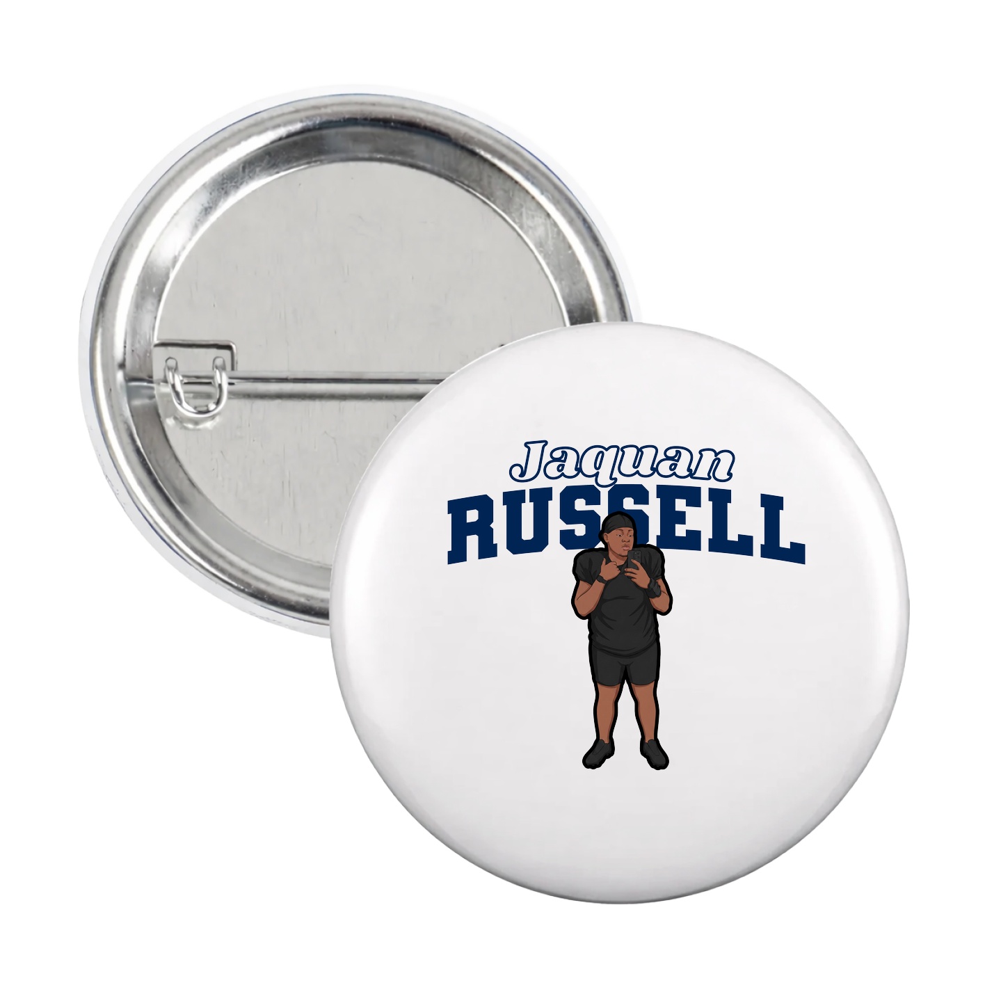 Game Day Button — Name Arch in White