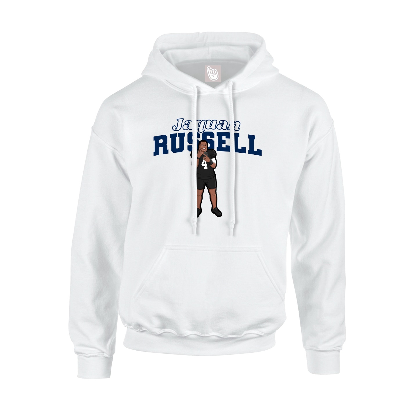 Youth Hoodie — Name Arch in White