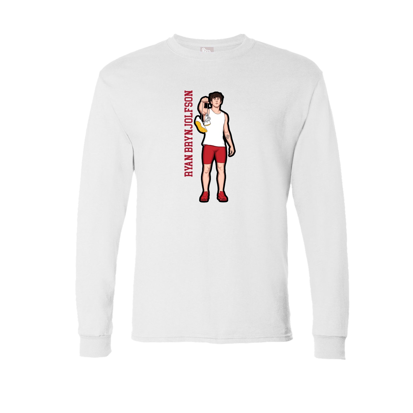 Long Sleeve Tee — Name Vertical in White