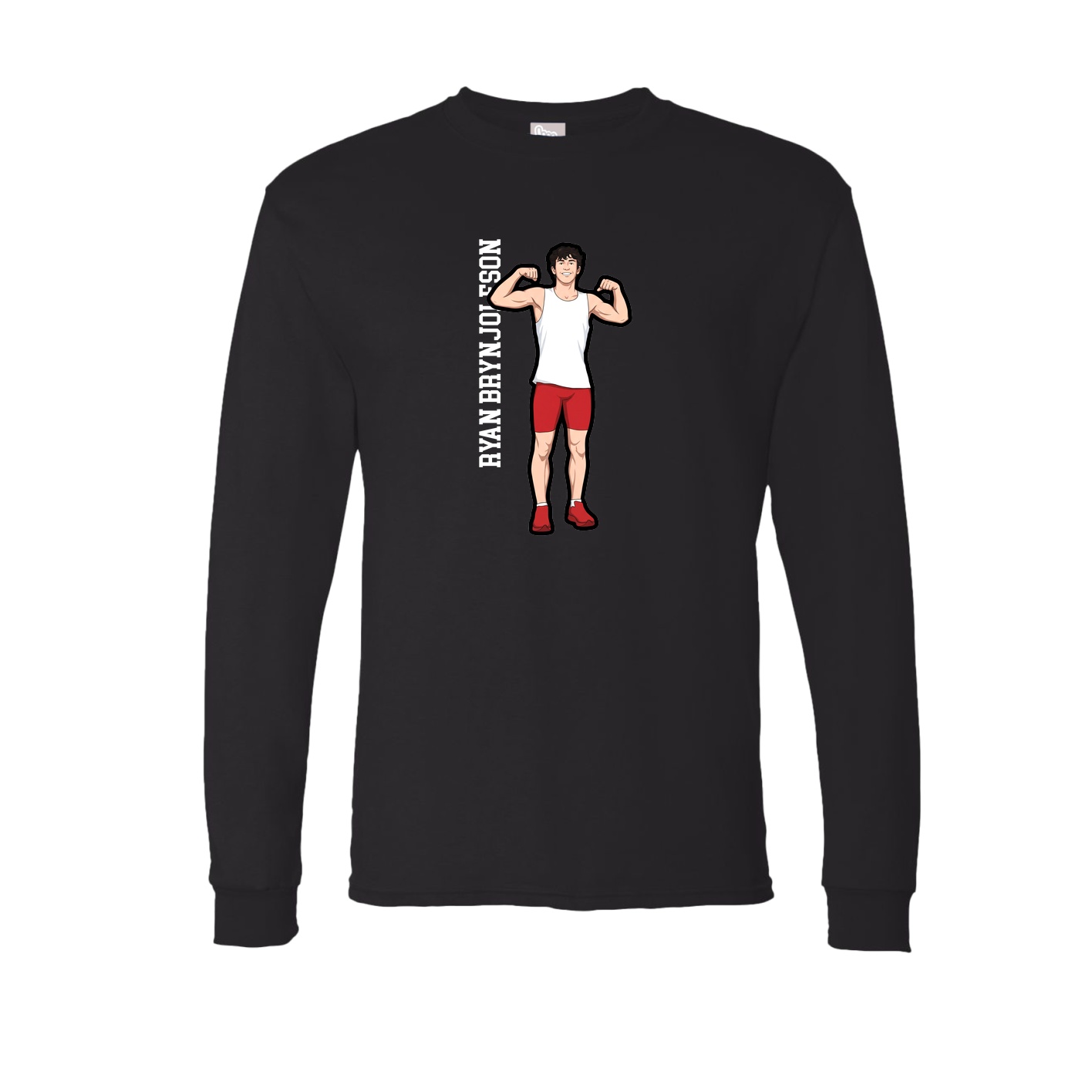 Long Sleeve Tee — Name Vertical in Black