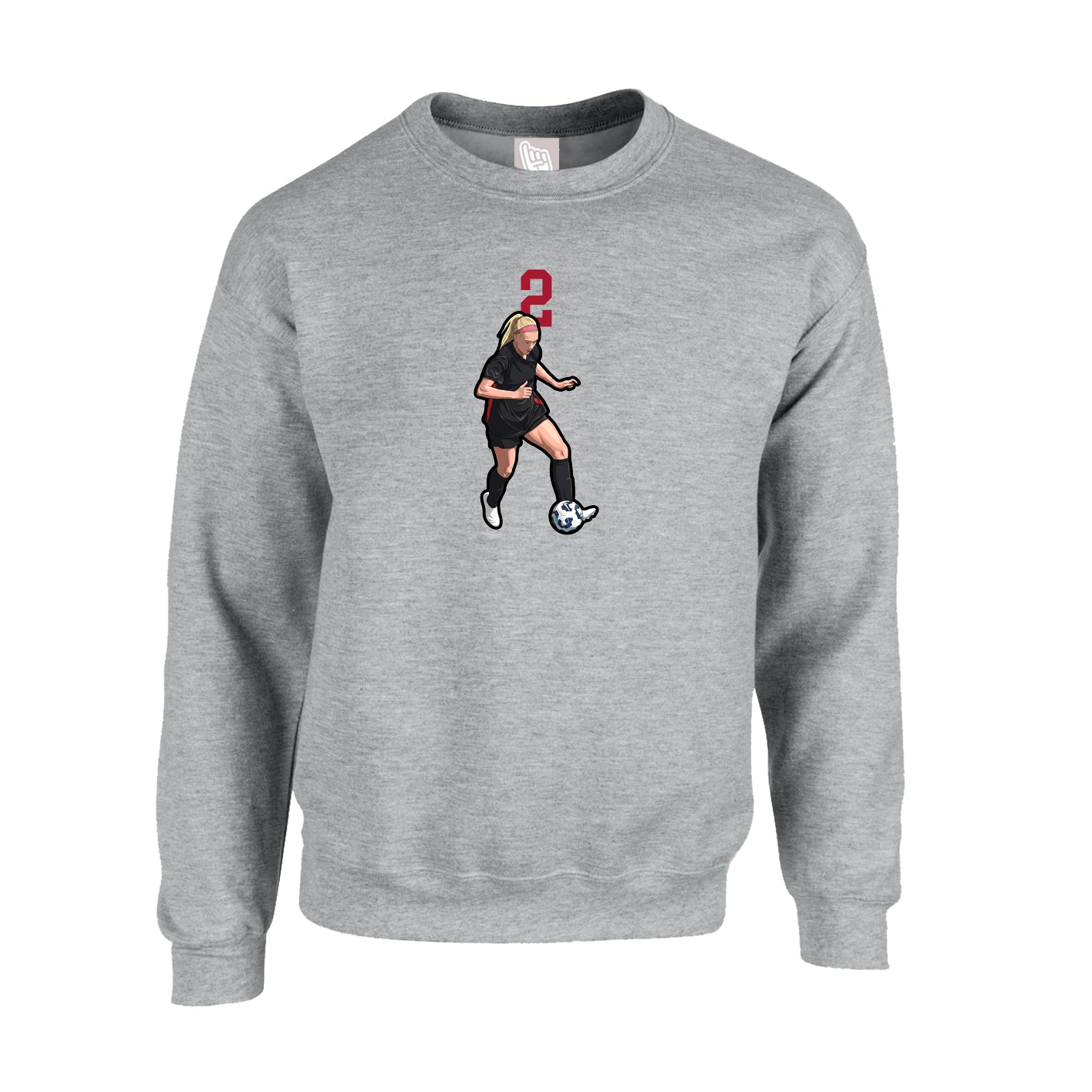 Fleece Crew — Number Top in Grey