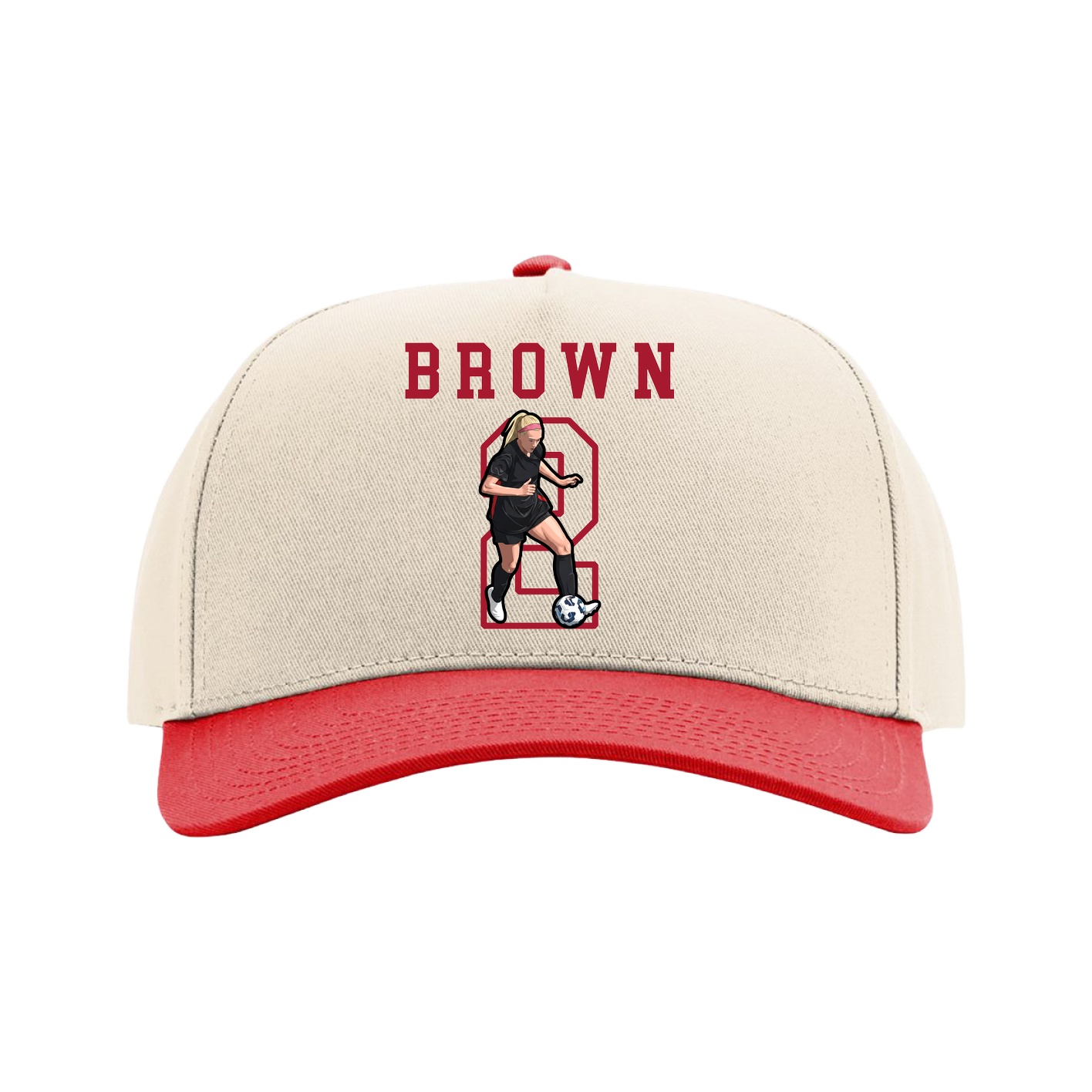 Full Fabric Five-Panel Champ Cap — Shirsey in Cream/Red