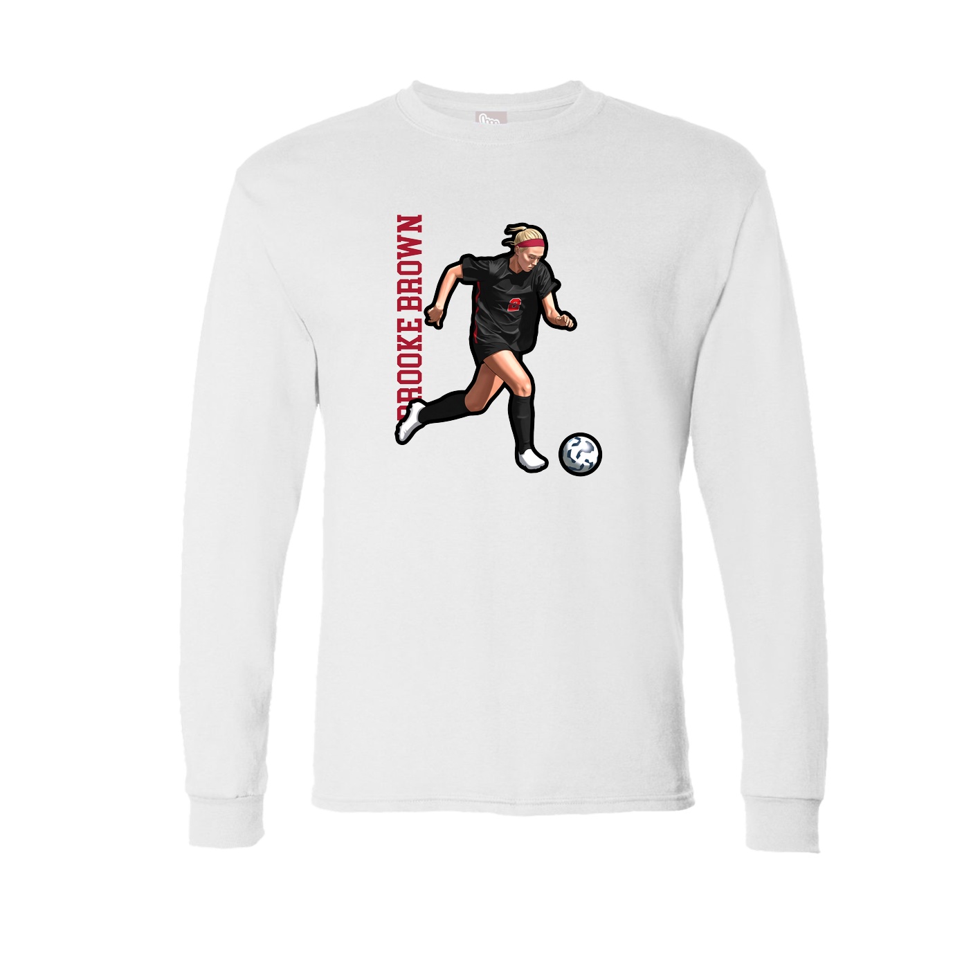 Long Sleeve Tee — Name Vertical in White