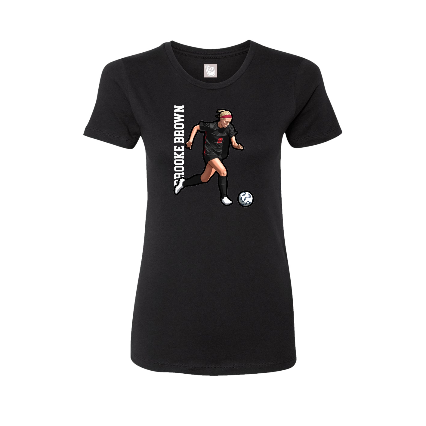 Fitted Women's Tee — Name Vertical in Black