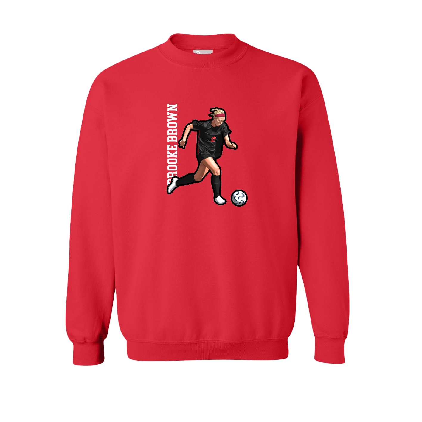 Fleece Crew — Name Vertical in Red