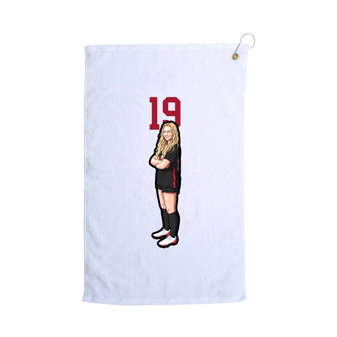 Golf Towel — Number Top in White