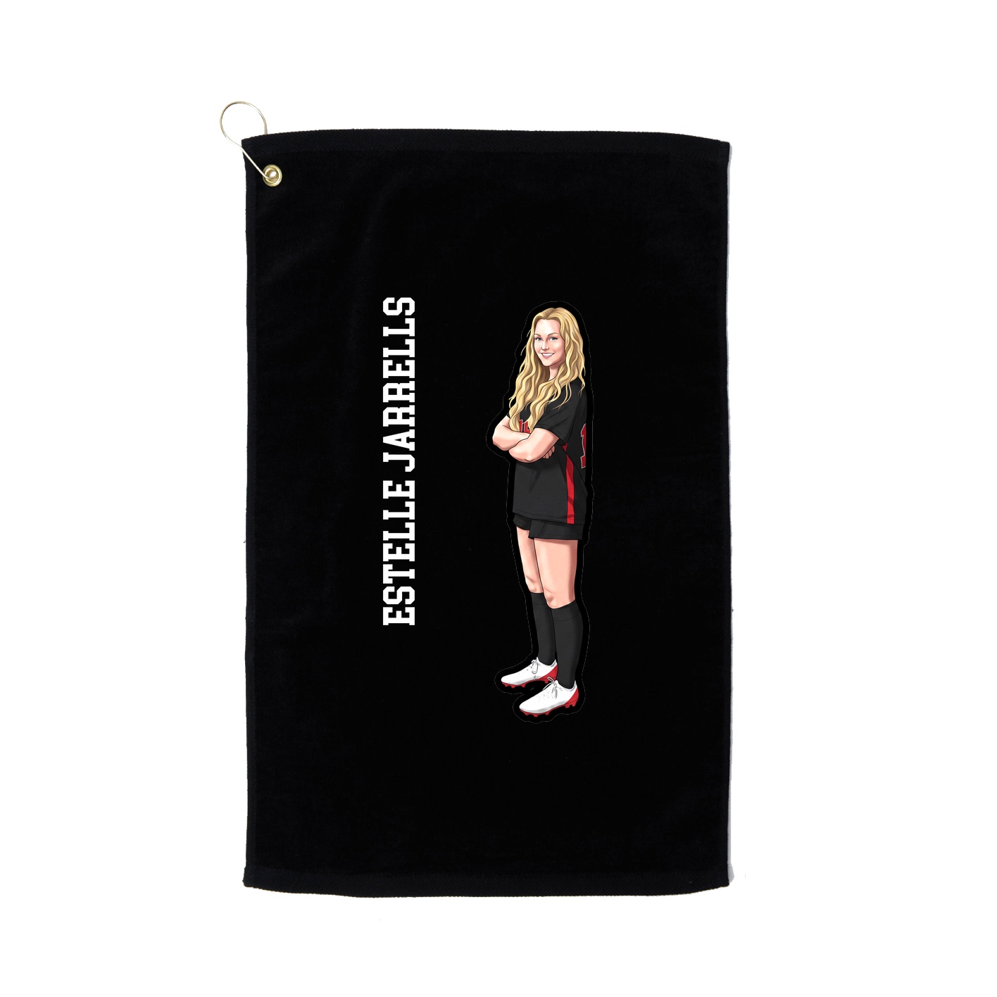 Golf Towel — Name Vertical in Black