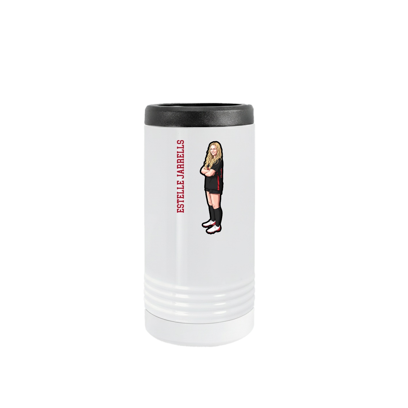 Slim Beverage Holder — Name Vertical in White