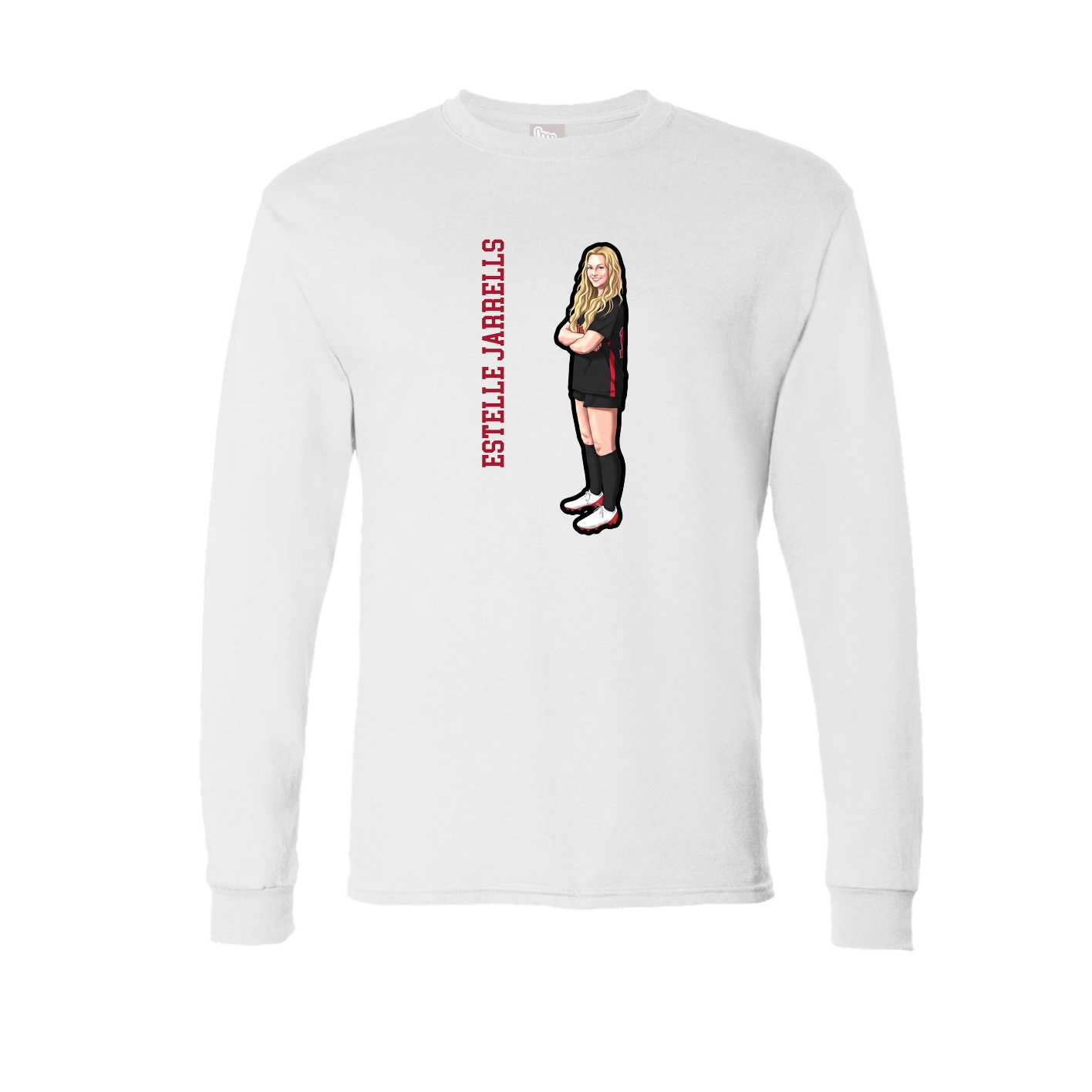 Long Sleeve Tee — Name Vertical in White