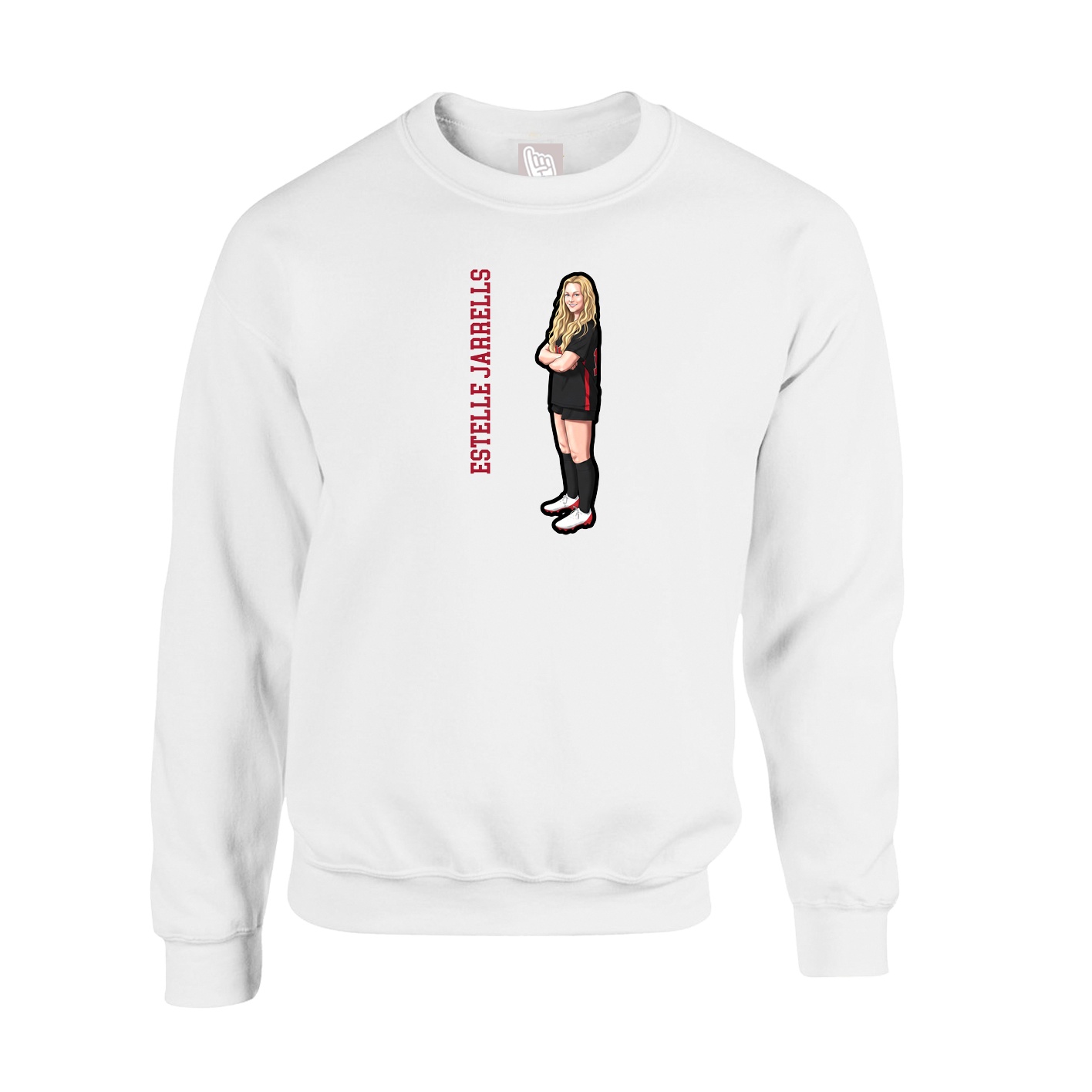 Fleece Crew — Name Vertical in White