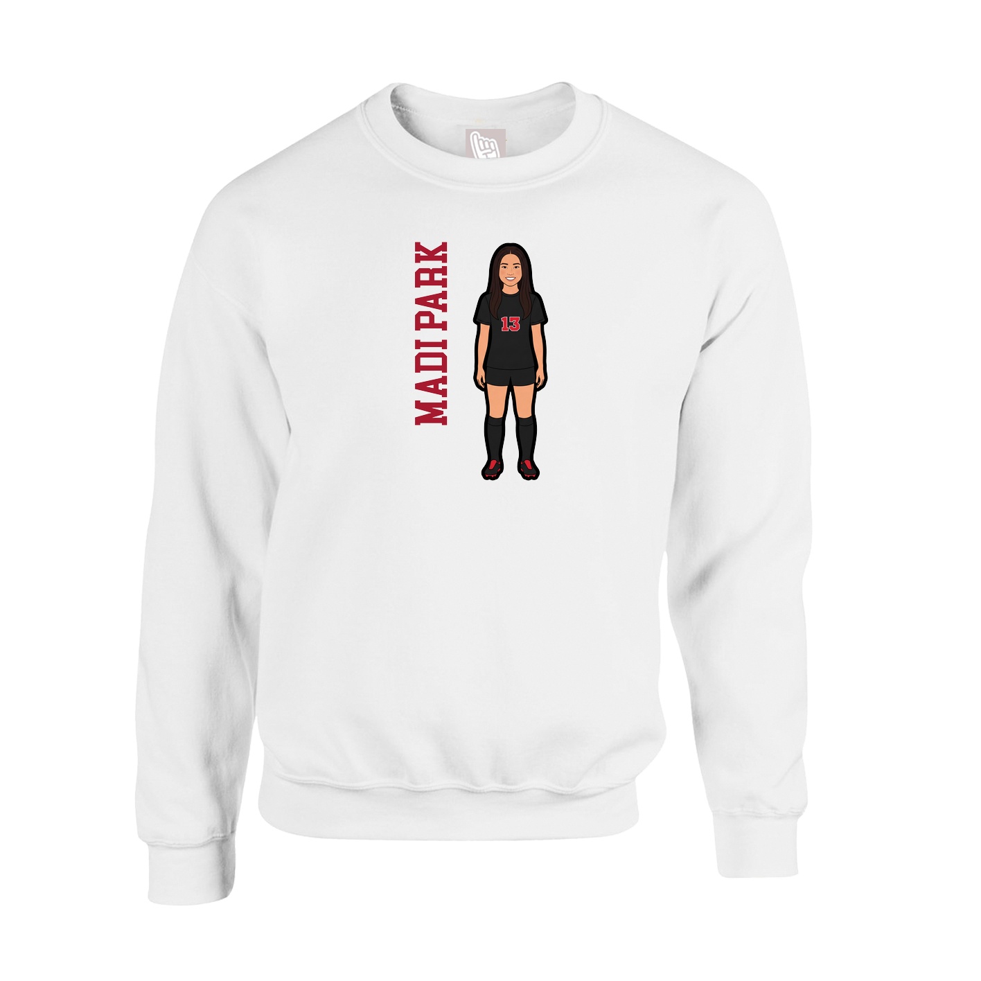 Fleece Crew — Name Vertical in White