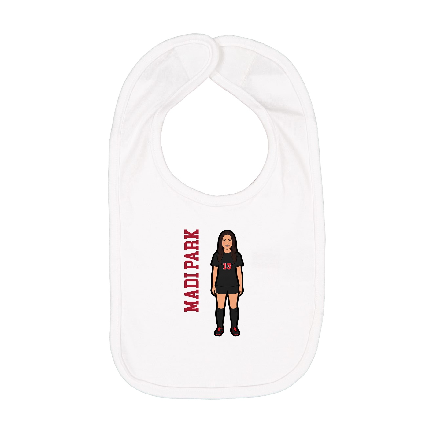 Infant Bib — Name Vertical in White
