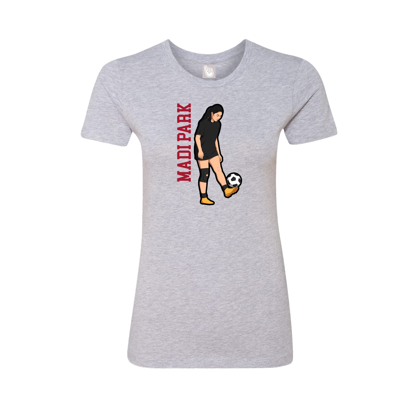 Fitted Women's Tee — Name Vertical in Grey