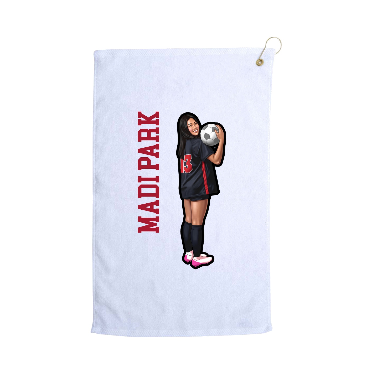 Golf Towel — Name Vertical in White