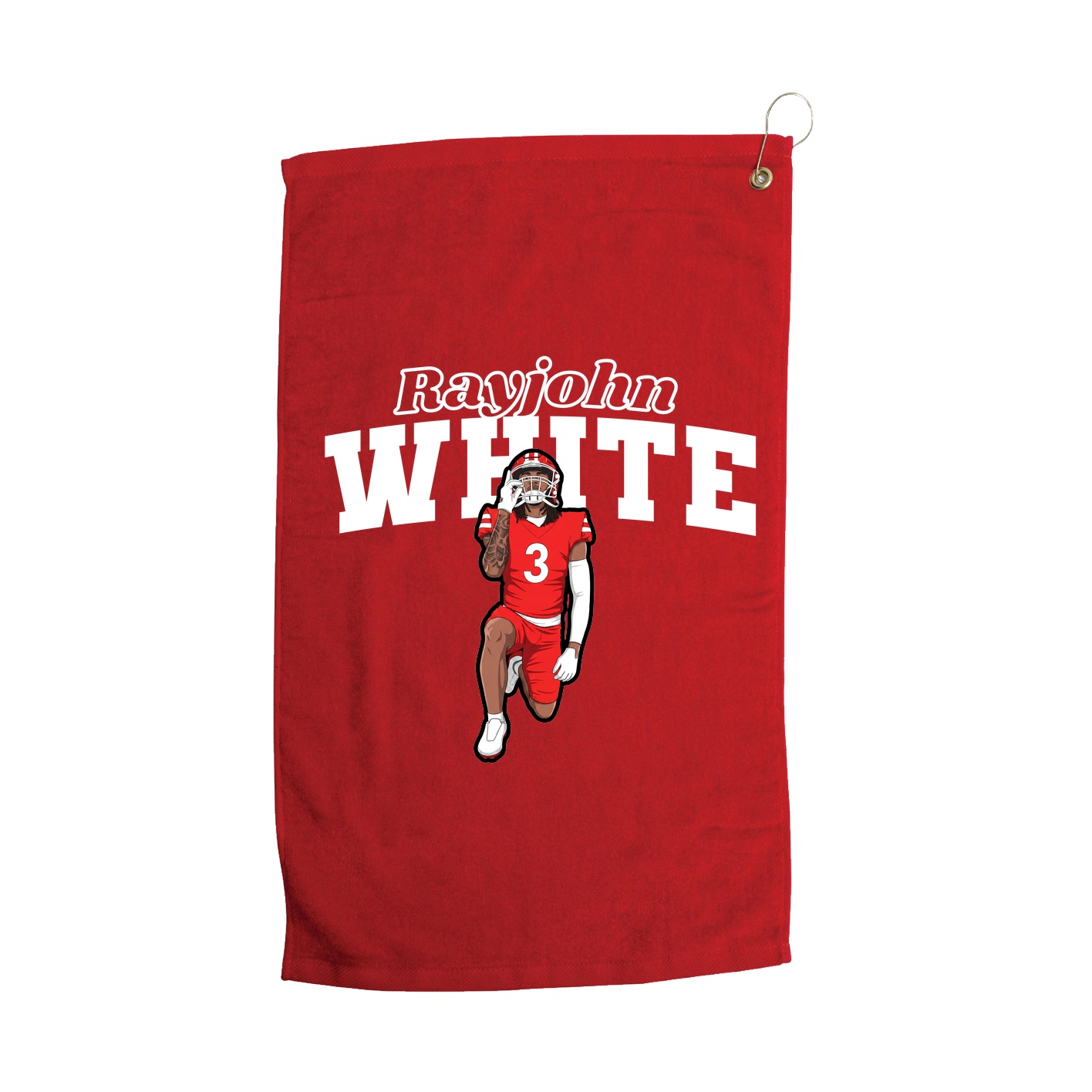 Golf Towel — Name Arch in Red