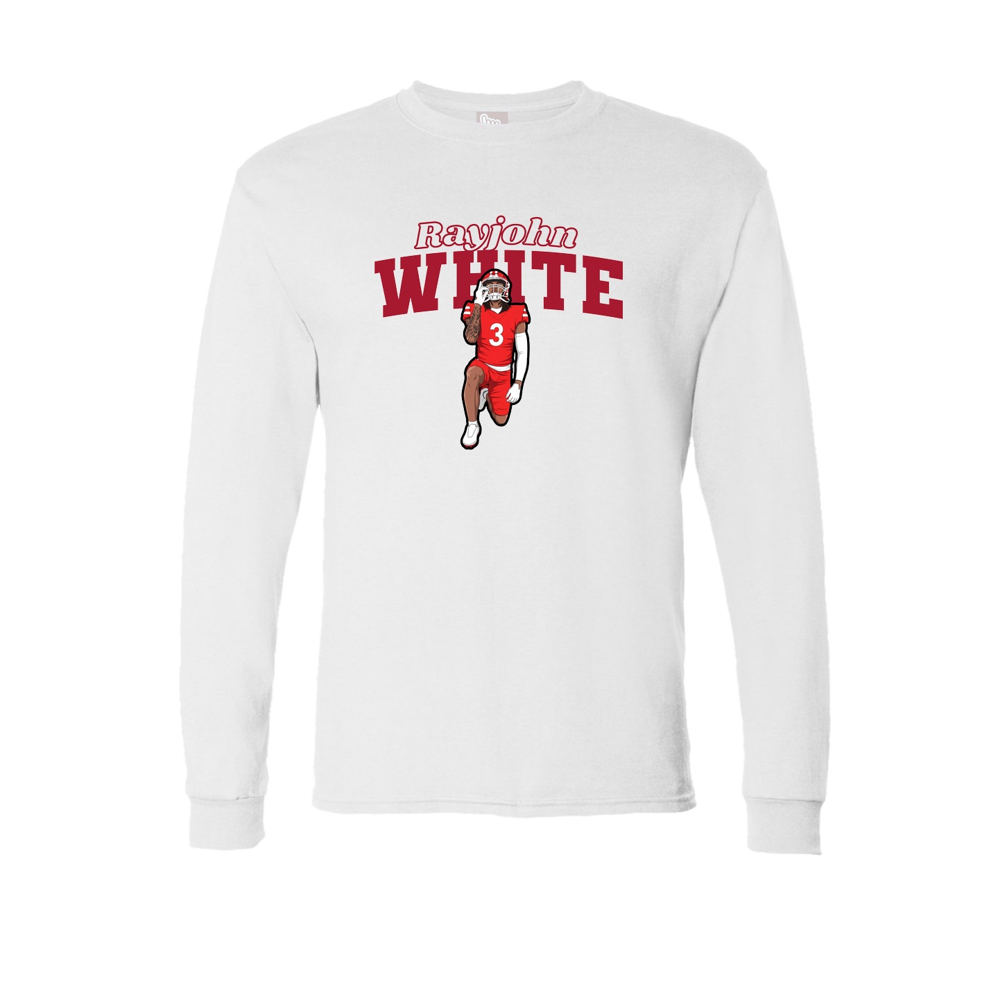 Long Sleeve Tee — Name Arch in White