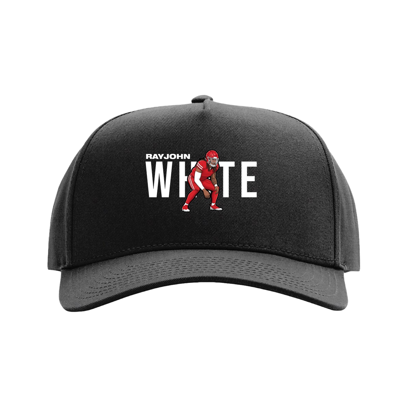 Full Fabric Five-Panel Champ Cap — Player Name in Black