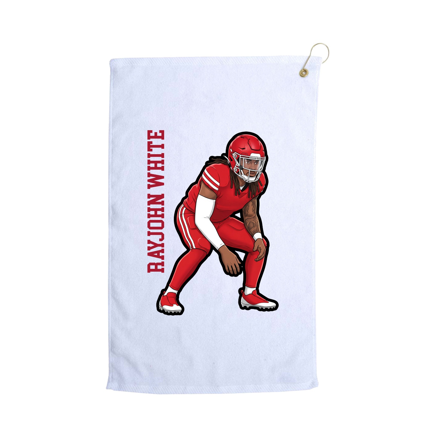 Golf Towel — Name Vertical in White