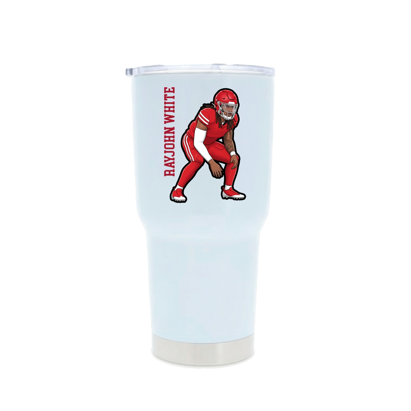 30oz Stainless Steel Tumbler — Name Vertical in White
