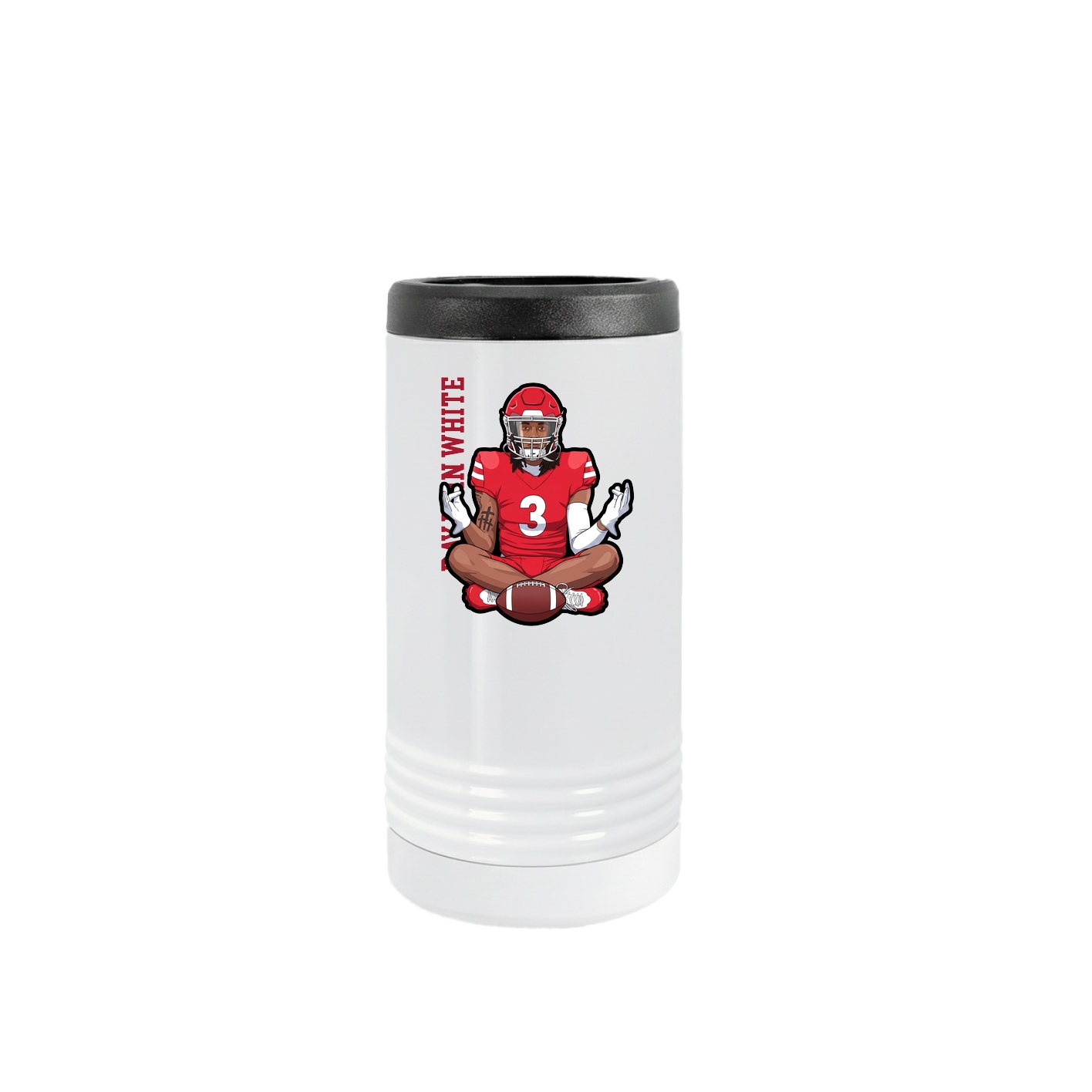 Slim Beverage Holder — Name Vertical in White