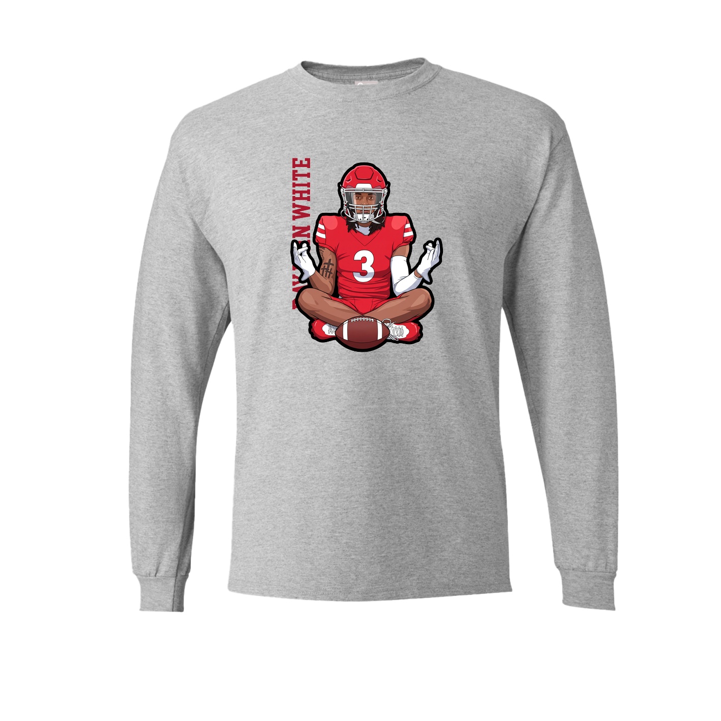 Long Sleeve Tee — Name Vertical in Grey