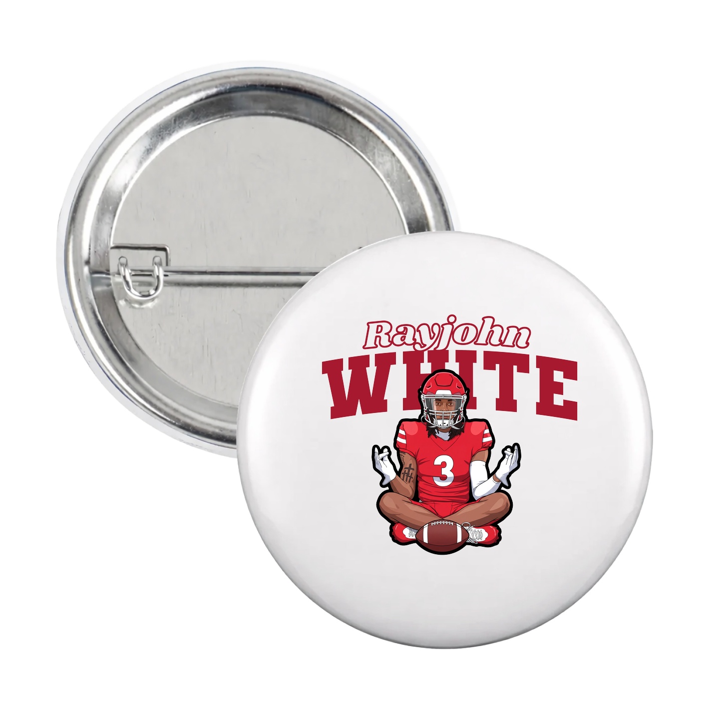 Game Day Button — Name Arch in White