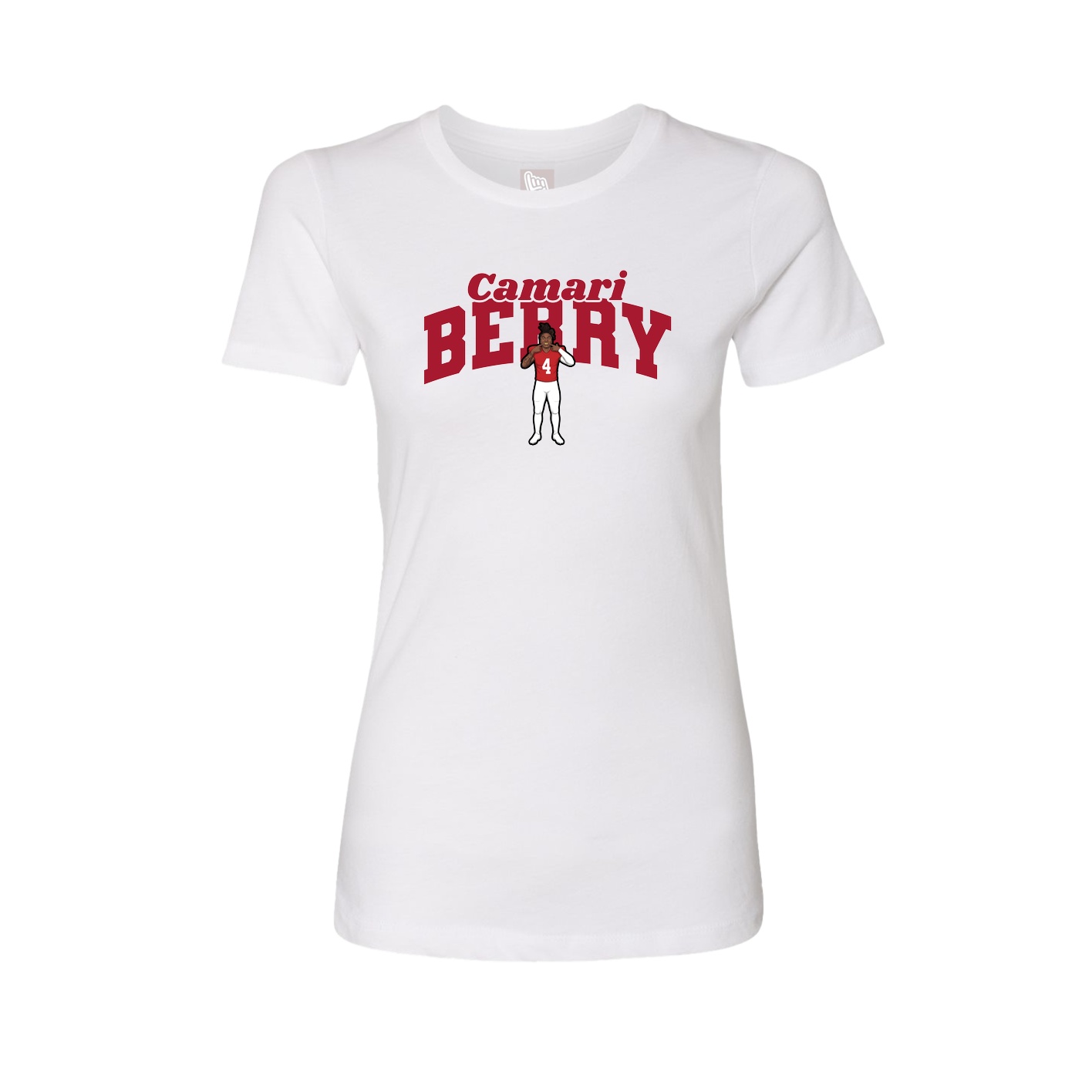 Fitted Women's Tee — Signature Arch in White