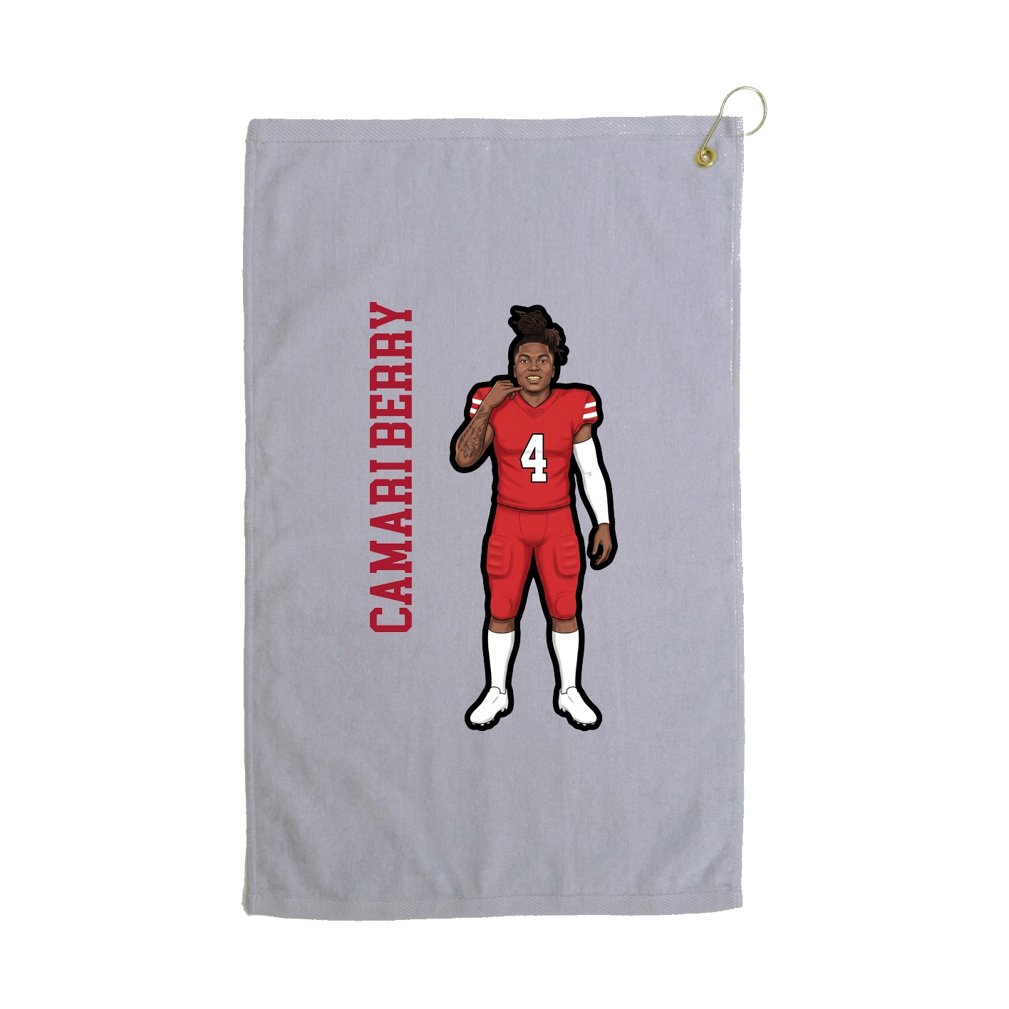 Golf Towel — Name Vertical in Grey