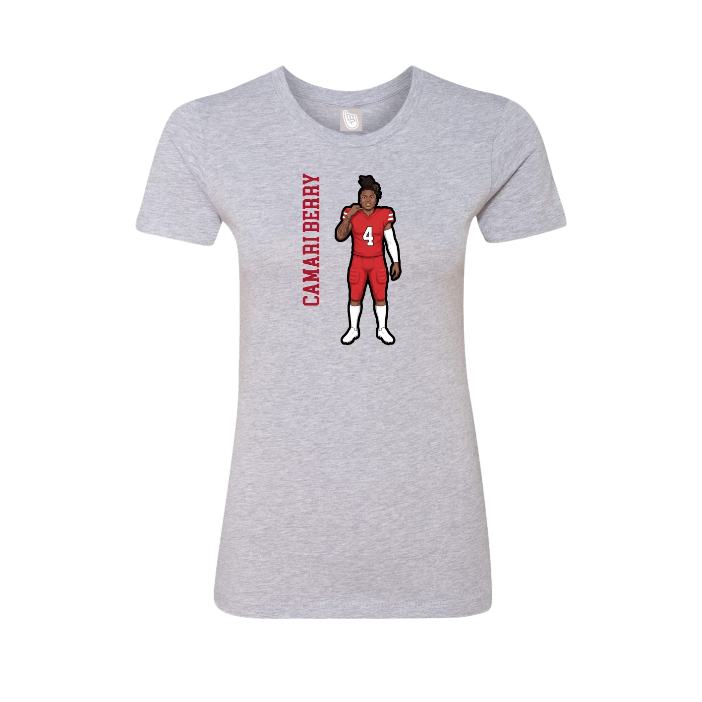 Fitted Women's Tee — Name Vertical in Grey