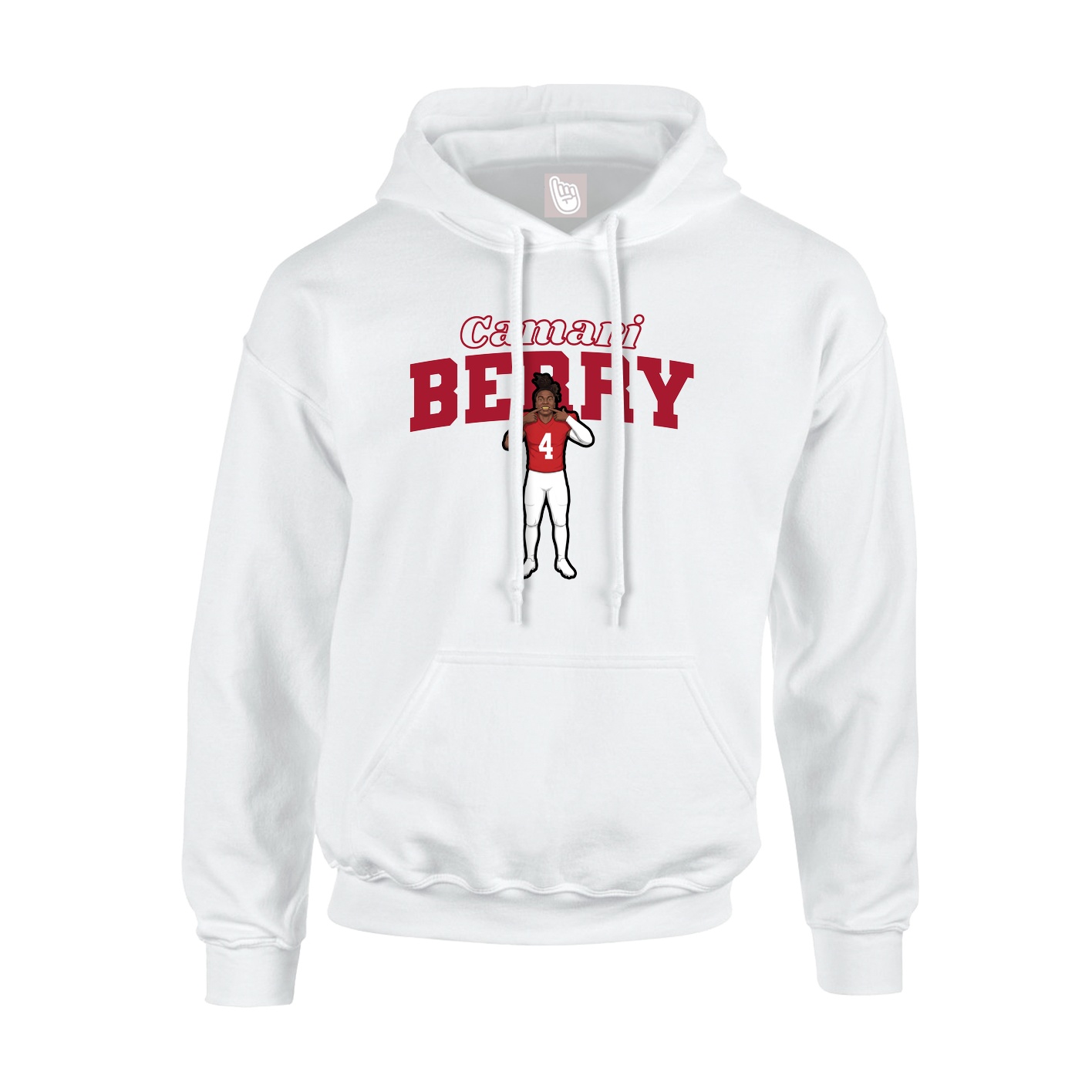 Youth Hoodie — Name Arch in White
