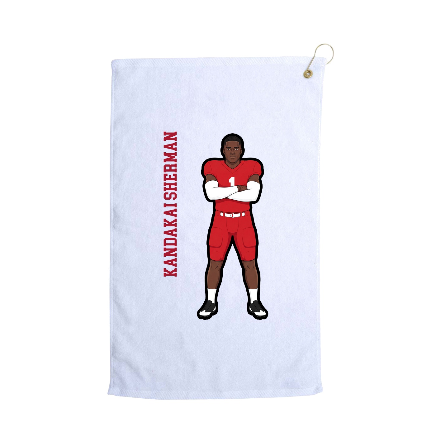 Golf Towel — Name Vertical in White