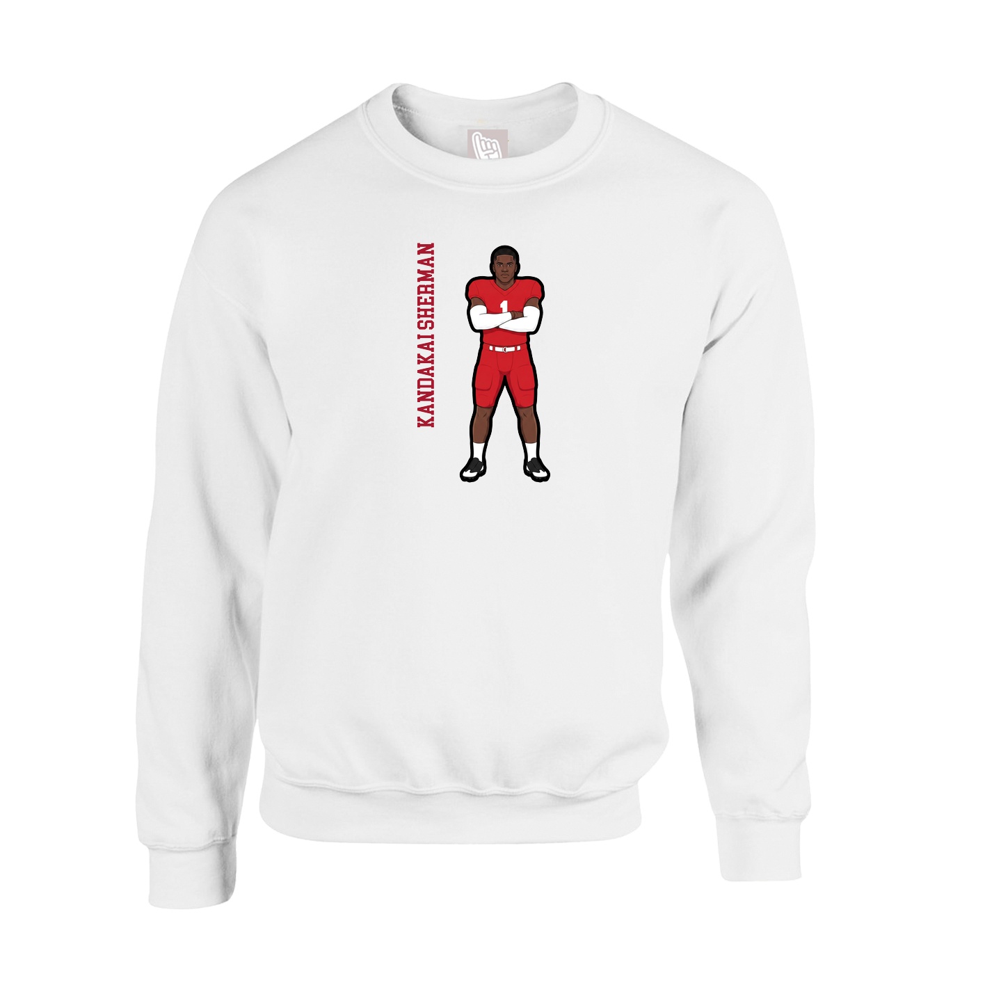 Fleece Crew — Name Vertical in White