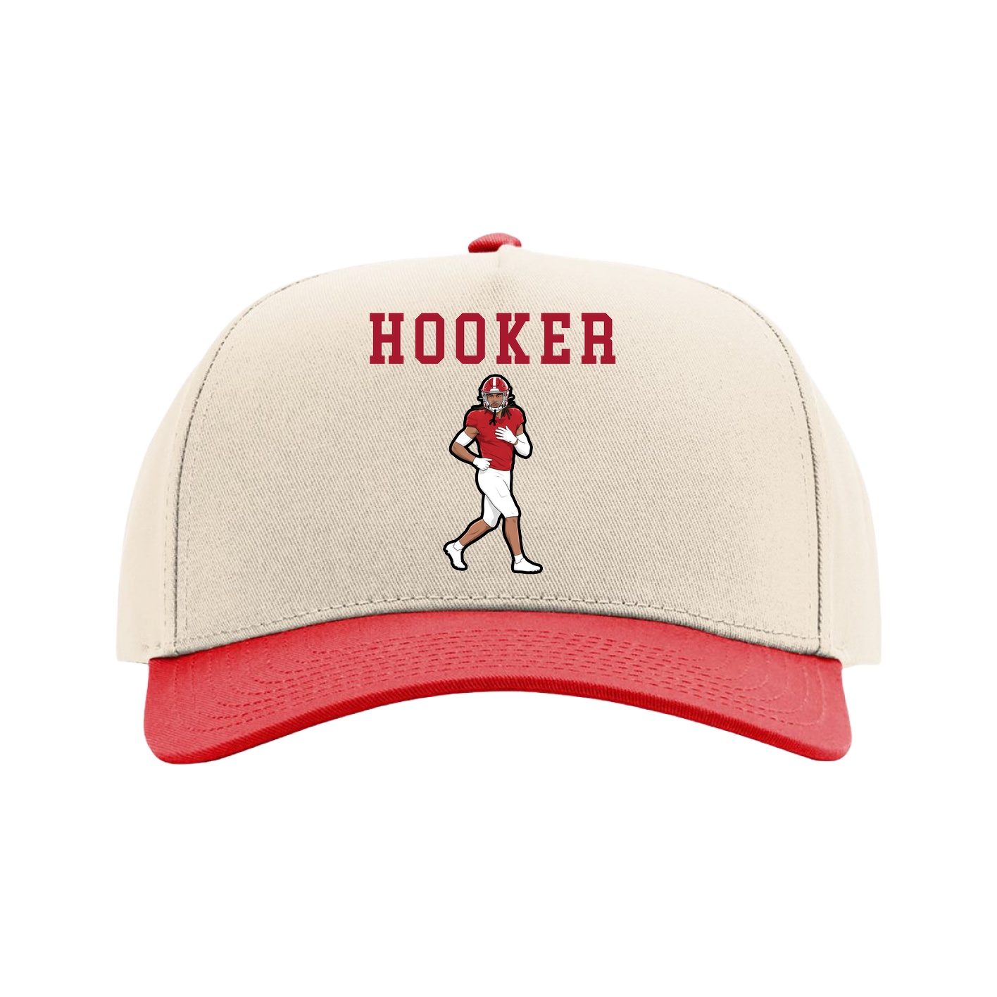 Full Fabric Five-Panel Champ Cap — Shirsey in Cream/Red