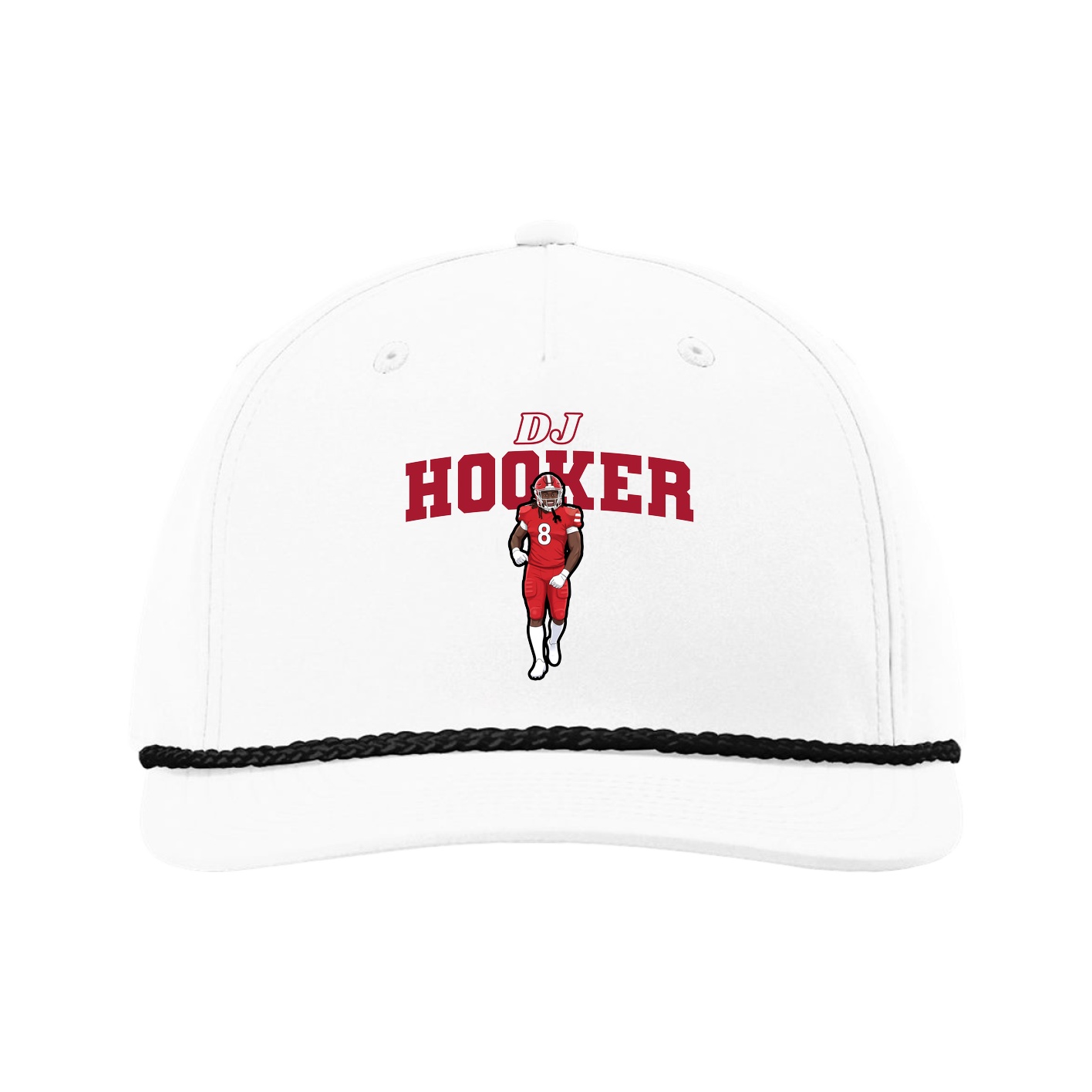 Five-Panel Classic Rope Cap — Name Arch in White