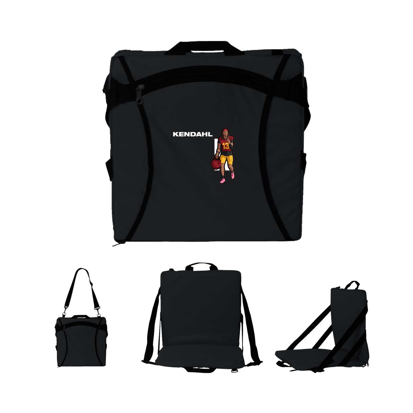 Folding Stadium Seat — Player Name in Black