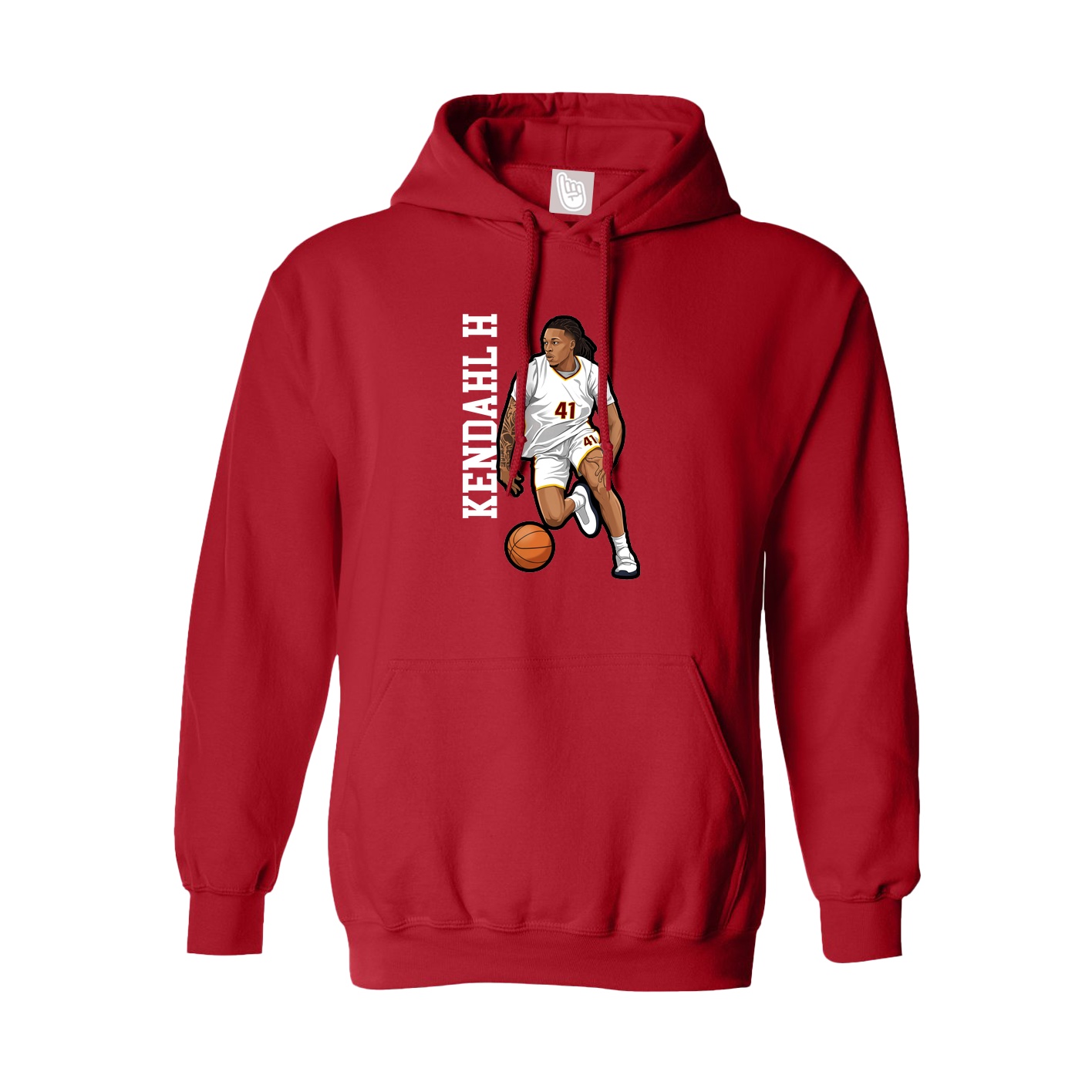 Youth Hoodie — Name Vertical in Red