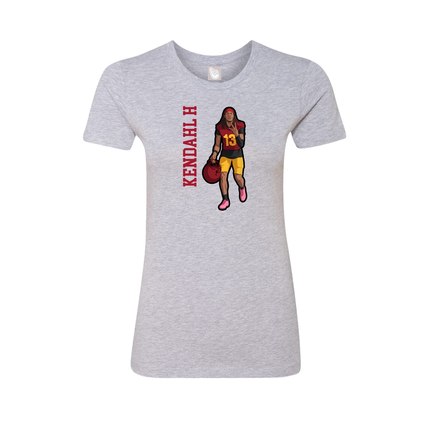 Fitted Women's Tee — Name Vertical in Grey