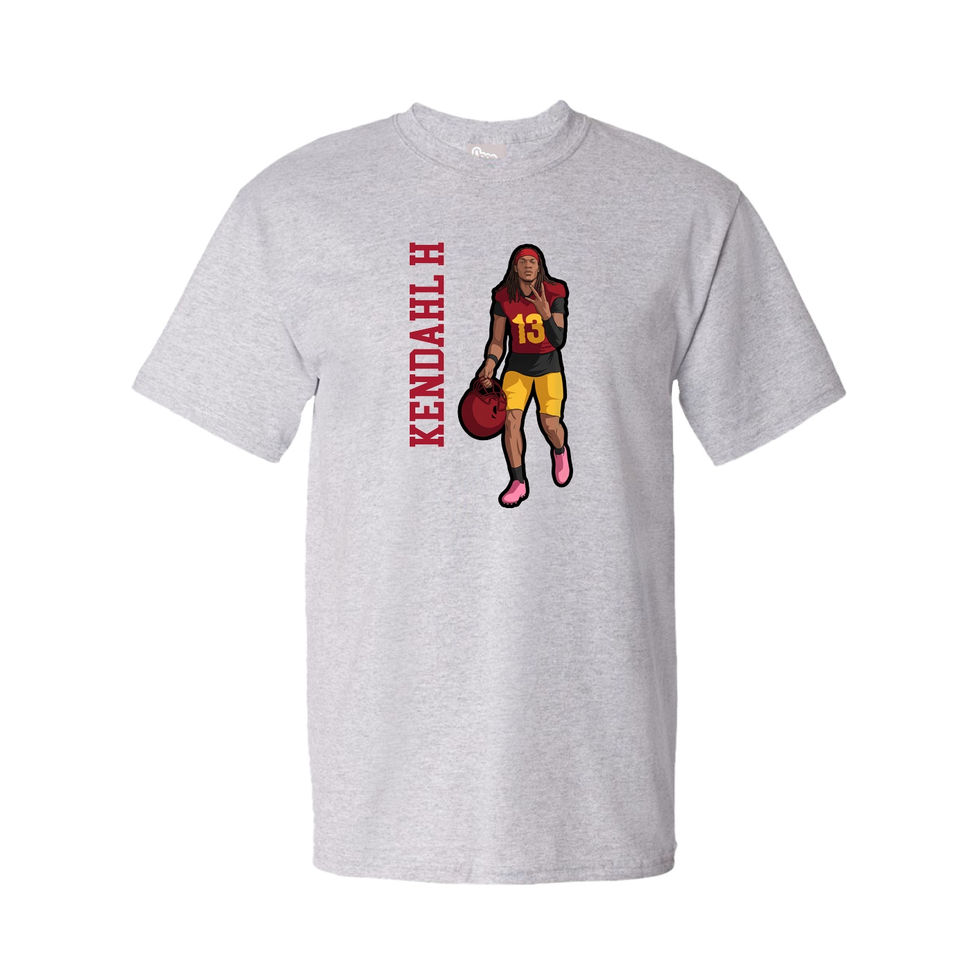 Youth Tee — Name Vertical in Grey