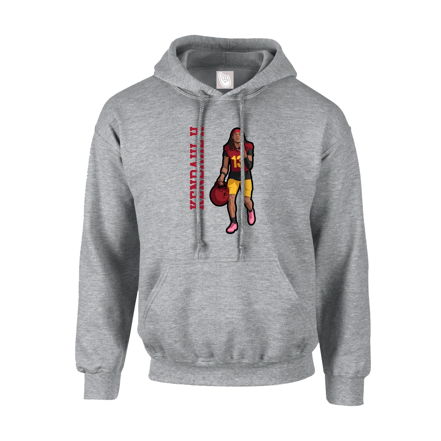 Hoodie — Name Vertical in Grey